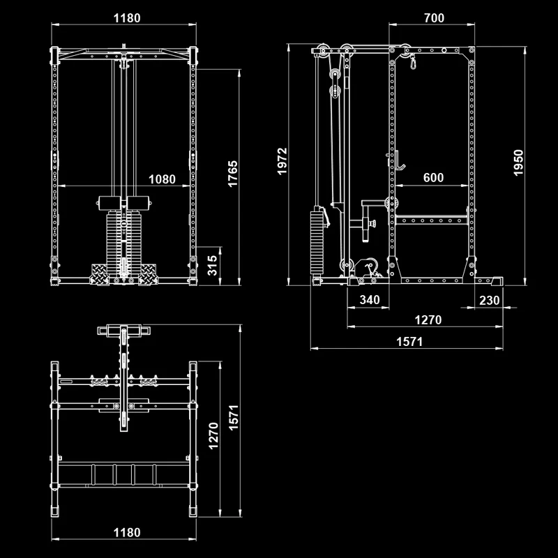 ATX® Power Rack 510 Komplettstation mit Latzugstation 100 kg Steckgewichte - Höhe 198 cm