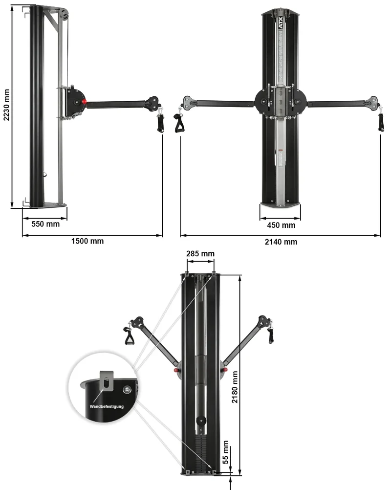 ATX® Multi Zugstation - Functional Trainer - zur Wandbefestigung
