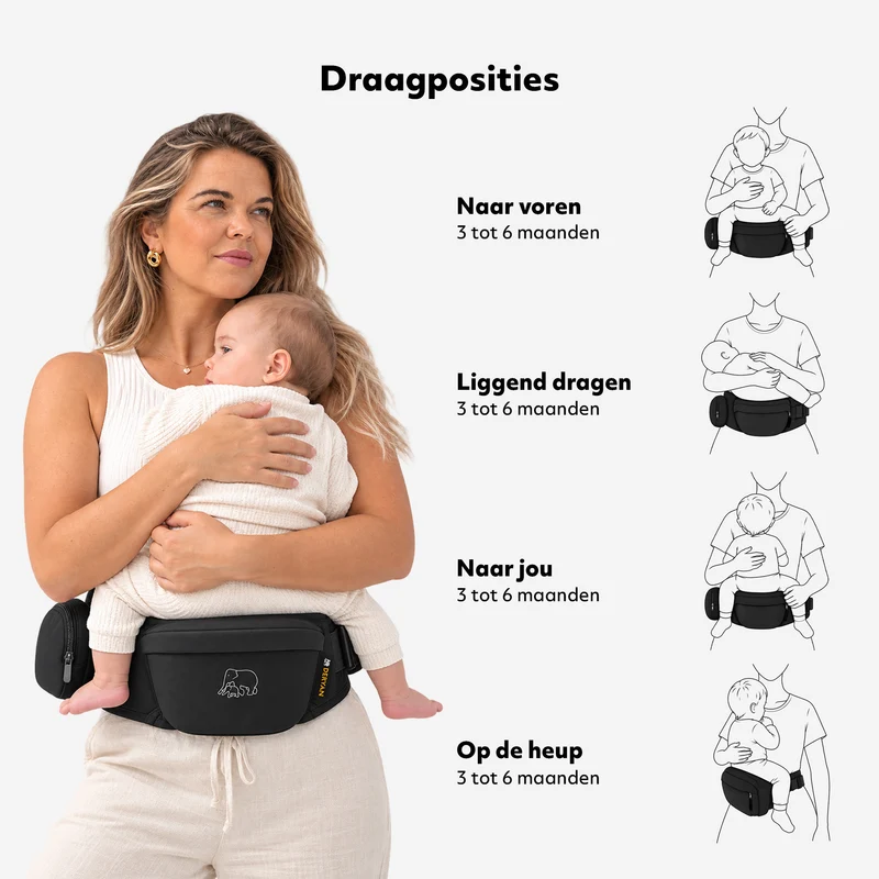 Luxus-Hüfttrage - Baby- und Kleinkind-Hüftsitz - Schwarz