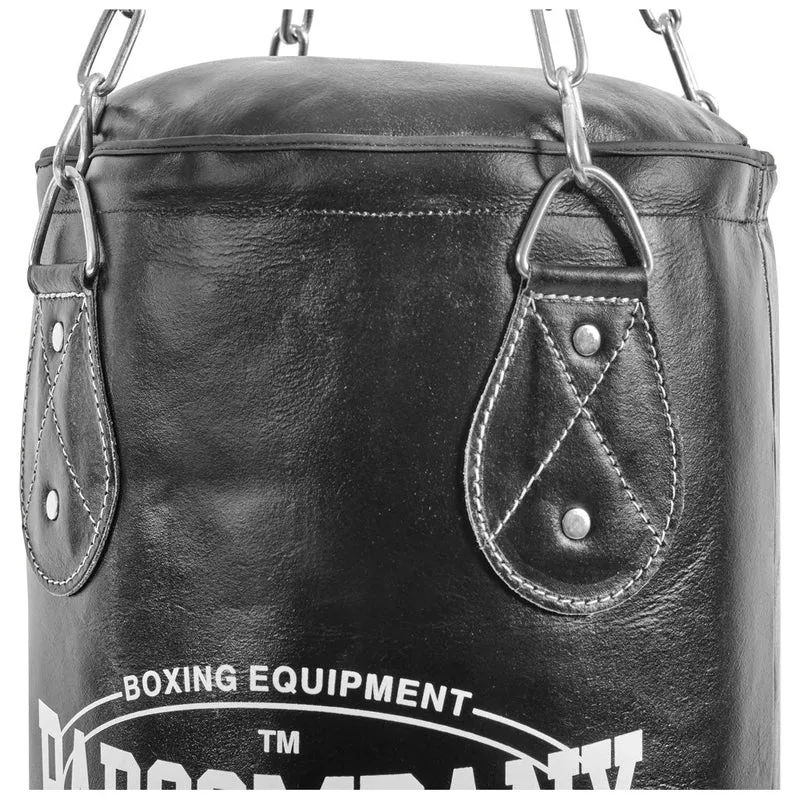 Boxsack 180 x 35 cm ungefüllt aus Leder mit Stahlkette