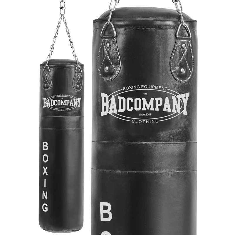 Boxsack 100 x 35 cm ungefüllt aus Leder mit Stahlkette