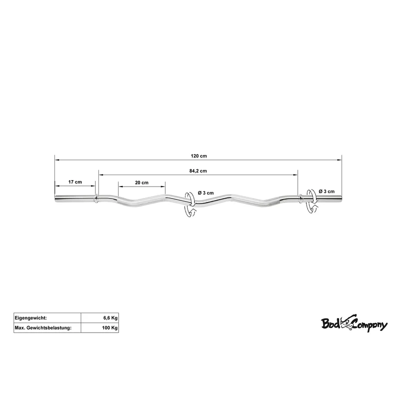 Profi SZ-Stange 120cm Chrom inkl. Federverschlüsse