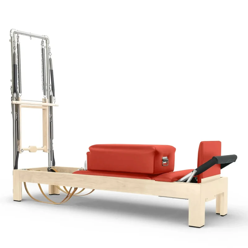 Elina Pilates Reformer Klassisch Naturholz 86" mit Tower – Studio-Reformer mit Turm
