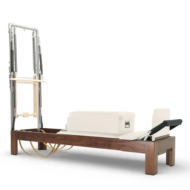 Elina Pilates Reformer Klassisch Dunkles Holz 86 Zoll mit Tower