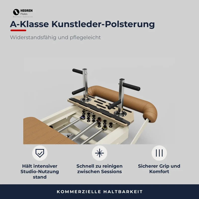 Hegren Reformer TALMA 62 – Premium Studio Reformer (Stahlrahmen, 5-Feder-System, 245 cm)