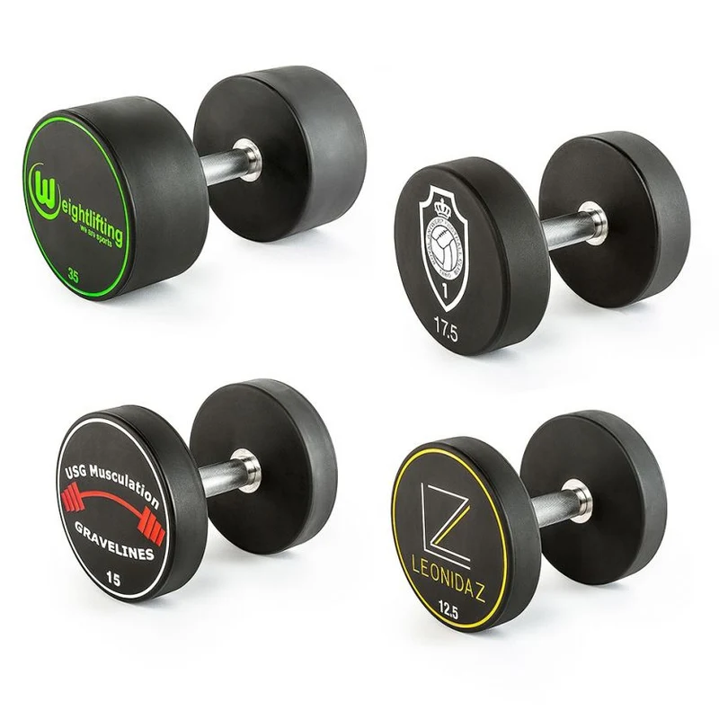 Polyurethan Dumbbell - Customer Logo - in 2 kg Steps - Kompakthantelsatz 4 - 60 kg