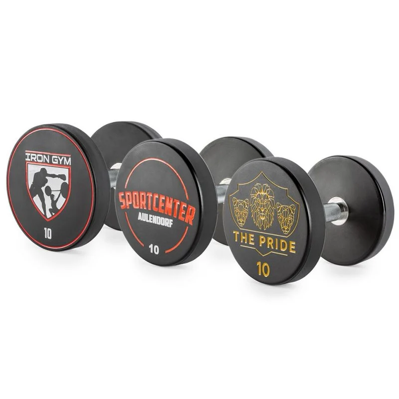 Polyurethan Dumbbell - Customer Logo - in 2 kg Steps - Kompakthantelsatz 4 - 60 kg