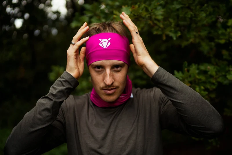 Headband Wide Magenta White