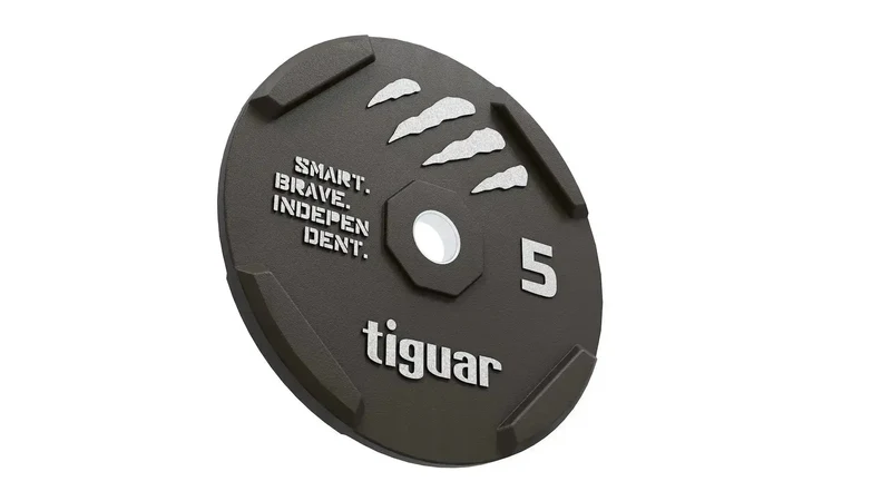 tiguar Rubber Bumper Plate 5 kg – Olympische Gewichtsscheibe mit 50 mm Stahlkern