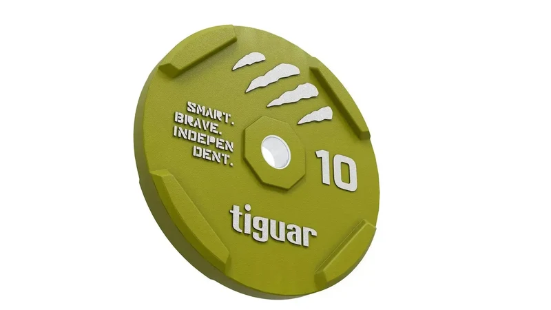 tiguar Rubber Bumper Plate 10 kg – Olympische Gewichtsscheibe mit 50 mm Stahlkern