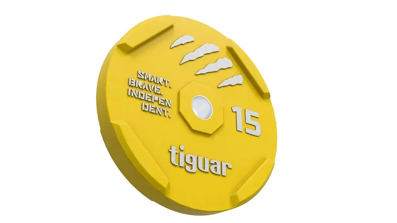 tiguar Rubber Bumper Plate 15 kg – Olympische Gewichtsscheibe mit 50 mm Stahlkern