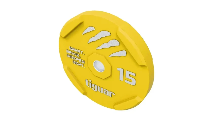 tiguar Rubber Bumper Plate 15 kg – Olympische Gewichtsscheibe mit 50 mm Stahlkern