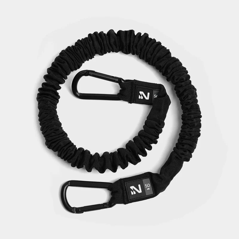 Iron Neck Widerstandsbänder – stoffummantelt, 5 bis 50 lb, mit Stahlkarabinern