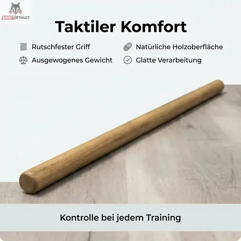 Hegren Pilates Wooden Stick 1.10m – Premium Eiche Trainingsbar