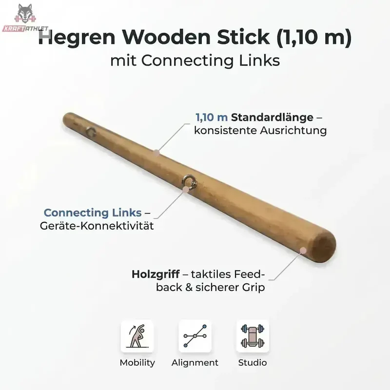 Hegren Pilates Stick 1,10 m – mit Connecting Links für das Studio