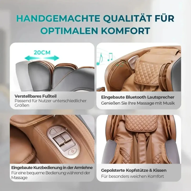 NAIPO Model P A350 Massagesessel – 2D Pro S+L-Schiene, 12 Programme, 24 Luftpolster