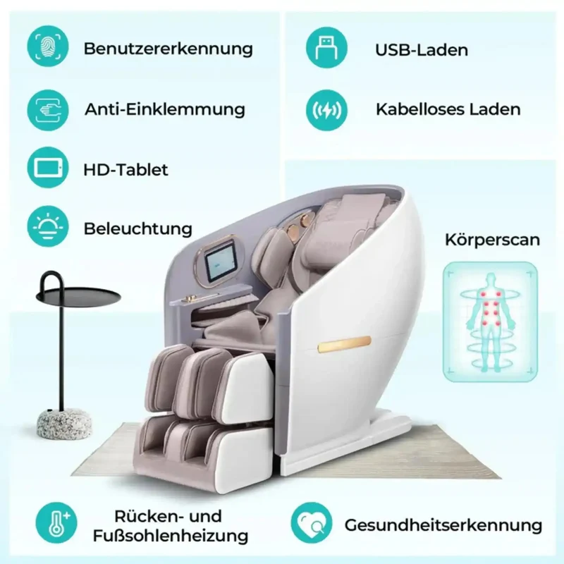 NAIPO SkySuite S80 Massagesessel – 4D+, S+L-Schiene 143 cm, 68 Airbags, Aroma und Licht