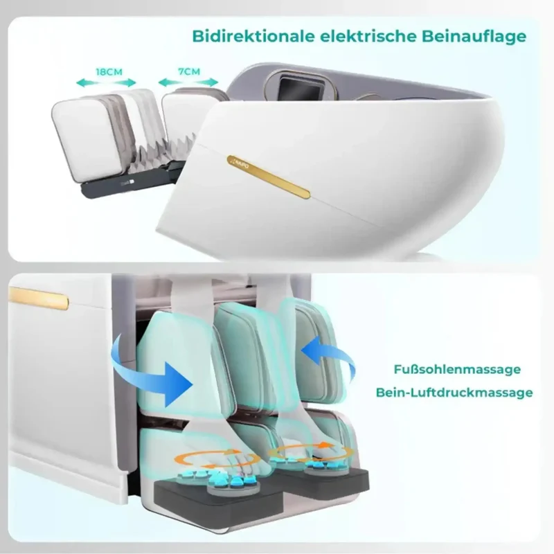 NAIPO SkySuite S80 Massagesessel – 4D+, S+L-Schiene 143 cm, 68 Airbags, Aroma und Licht
