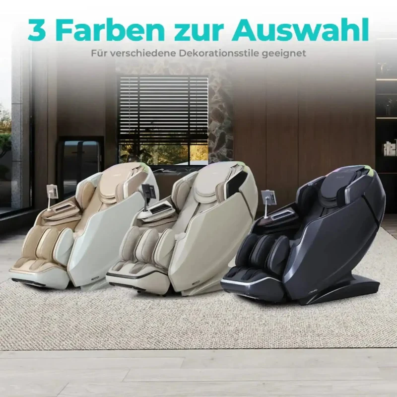 NAIPO S61 4D Massagesessel – S+L-Schiene 130 cm, 20 Programme, 40 Luftkissen