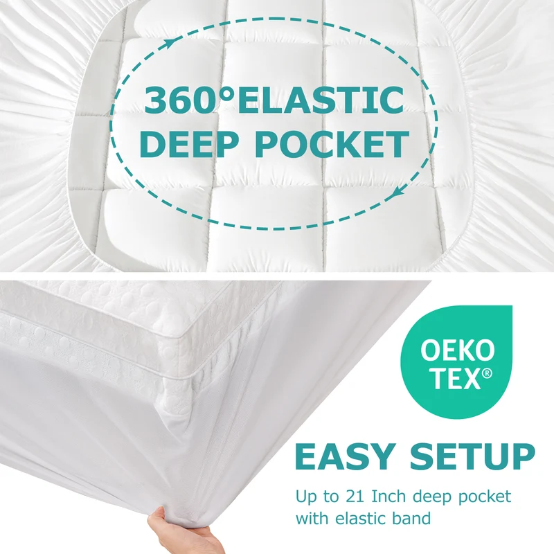 AIRHOT Dual Layer 3 Inch Memory Foam Mattress Topper, 2 Inch Gel Memory Foam and 1 Inch Cooling Pillow Top Mattress Pad Cover