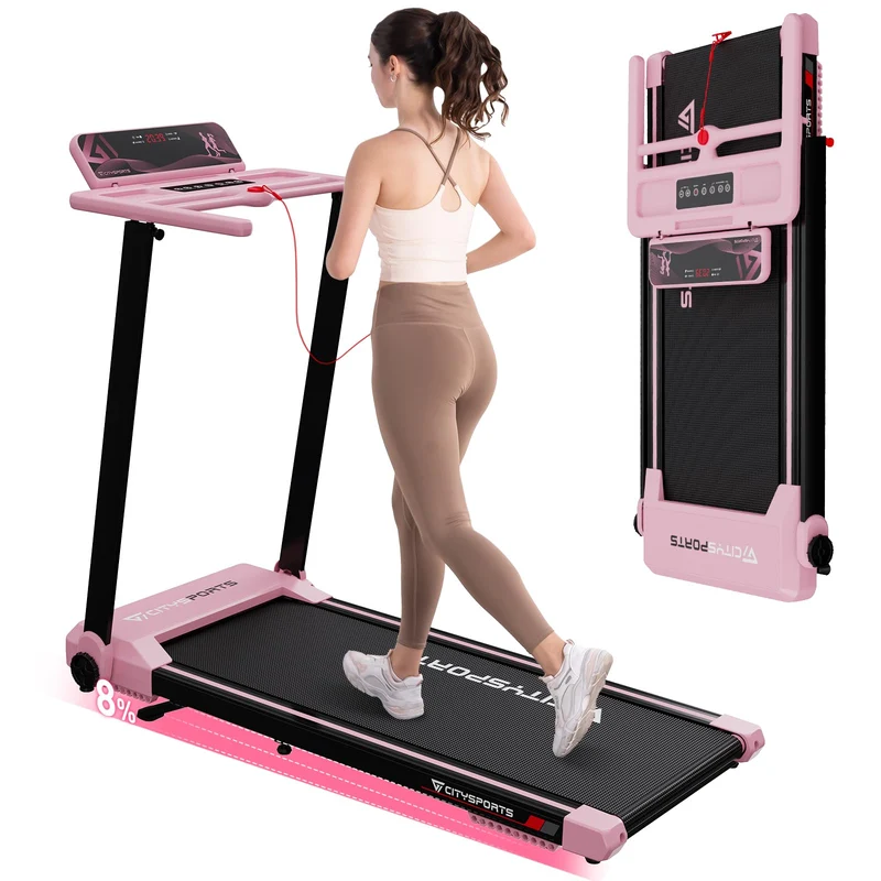 CITYSPORTS Laufband klappbar für Zuhause, 8% Steigung, 2,0 PS Motor, 1-12 km/h, unter Schreibtisch