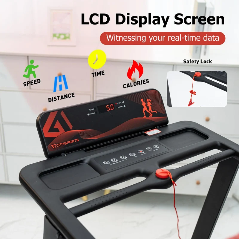CITYSPORTS Laufband klappbar 2,0 PS, 1-12 km/h, LCD-Display, leise für Zuhause & Büro, bis 120 kg