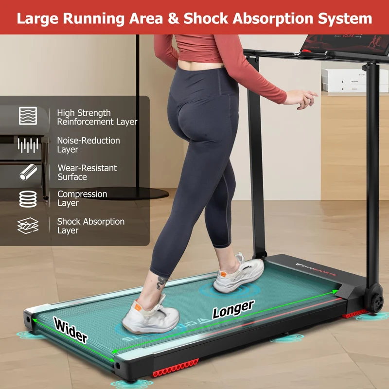CITYSPORTS Laufband klappbar 2,0 PS, 1-12 km/h, LCD-Display, leise für Zuhause & Büro, bis 120 kg