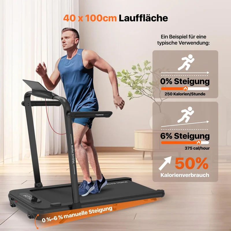 Mobvoi Home Laufband SE klappbar, 3-in-1 mit Steigung, 2.5PS, 12km/h, KI-App, LED Display, bis 120kg