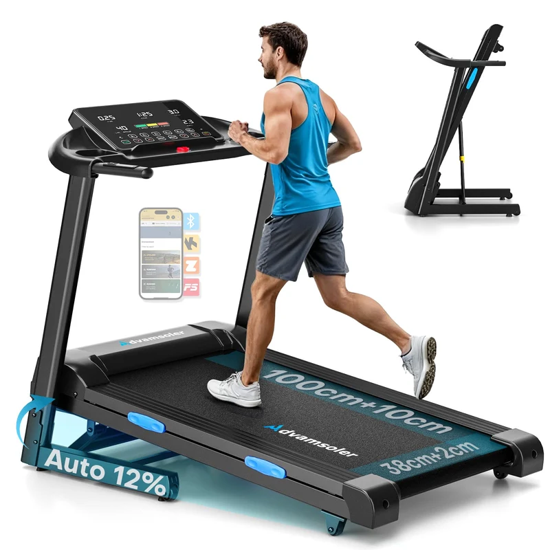 Laufband mit automatischer Neigung 1-15%, klappbar, 14 km/h, 160 kg Belastbarkeit, App-kompatibel