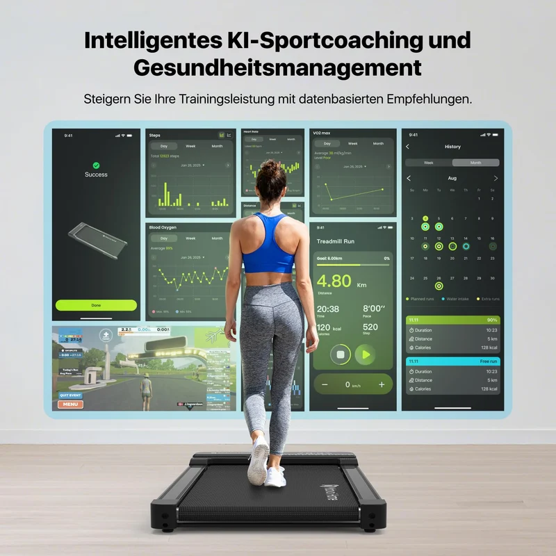 Mobvoi Walking Pad Plus – KI-Laufband 42 cm breit, 2,25 PS, Bluetooth-Lautsprecher, klappbar, App-Steuerung