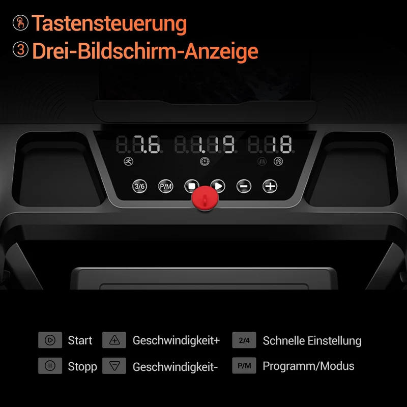 LONTEK Laufband für Zuhause klappbar 12 KM/H mit 15% Steigung, Herzfrequenzmonitor, 12 Programme, bis 136 kg
