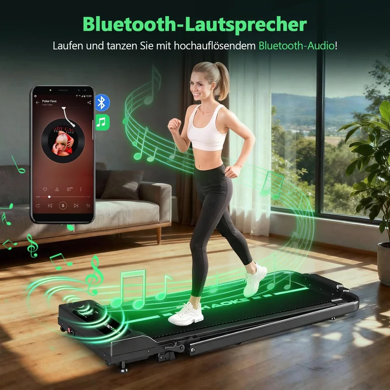 Laufband für Zuhause klappbar mit App & 9% Steigung, 2,75HP Motor, 12km/h, Walking Pad leise