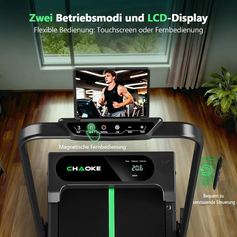 Laufband für Zuhause klappbar mit App & 9% Steigung, 2,75HP Motor, 12km/h, Walking Pad leise