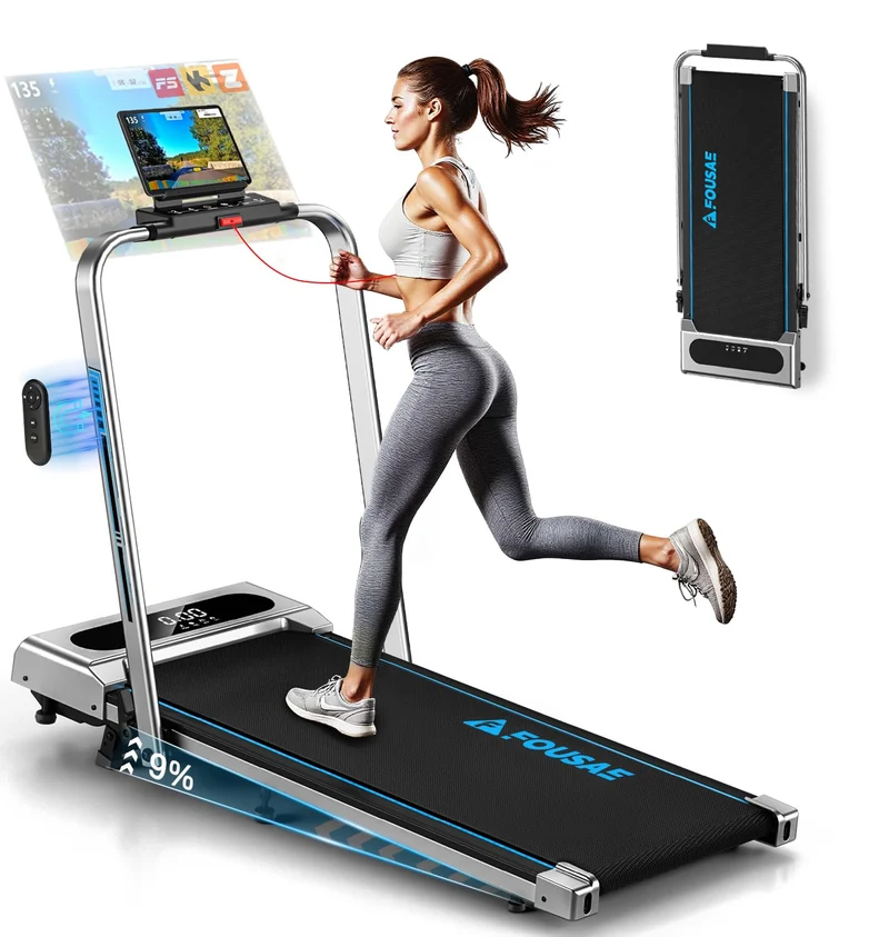 FOUSAE Laufband klappbar mit 9% Steigung, 2.75HP Walking Pad für Zuhause, bis 160 kg, App-kompatibel