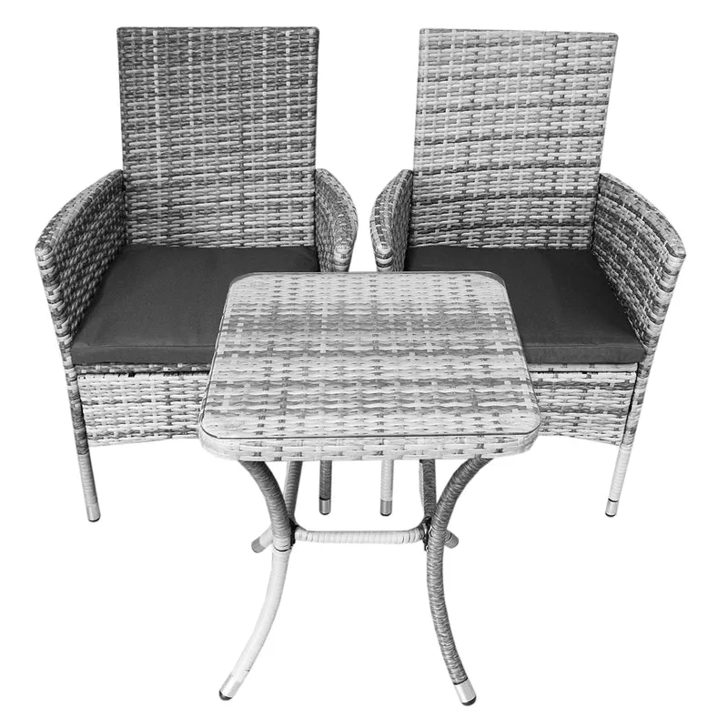 Jardí Rattan Bistro Set Hellgrau