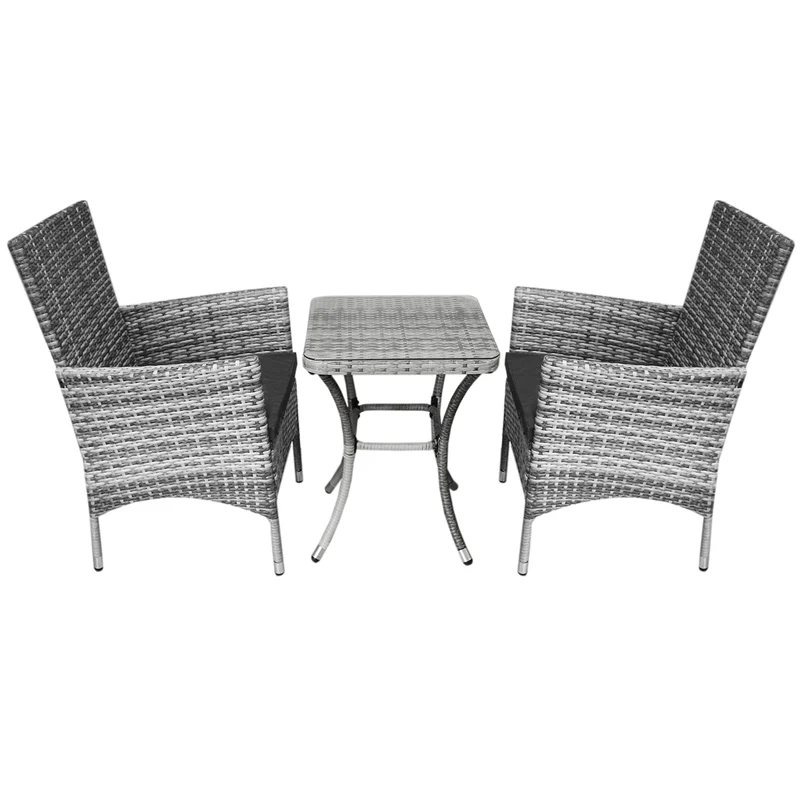 Jardí Rattan Bistro Set Hellgrau