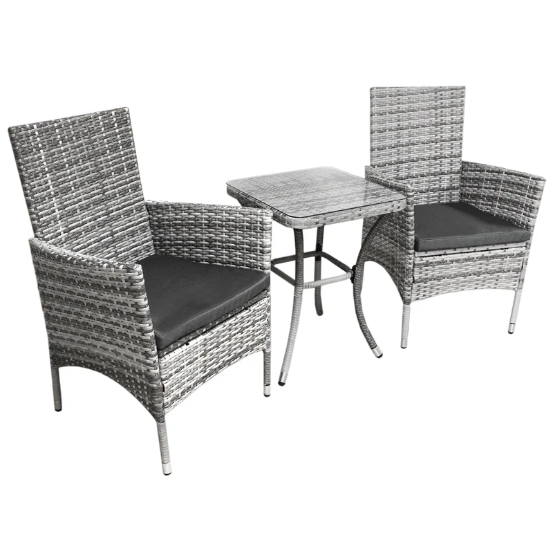 Jardí Rattan Bistro Set Hellgrau