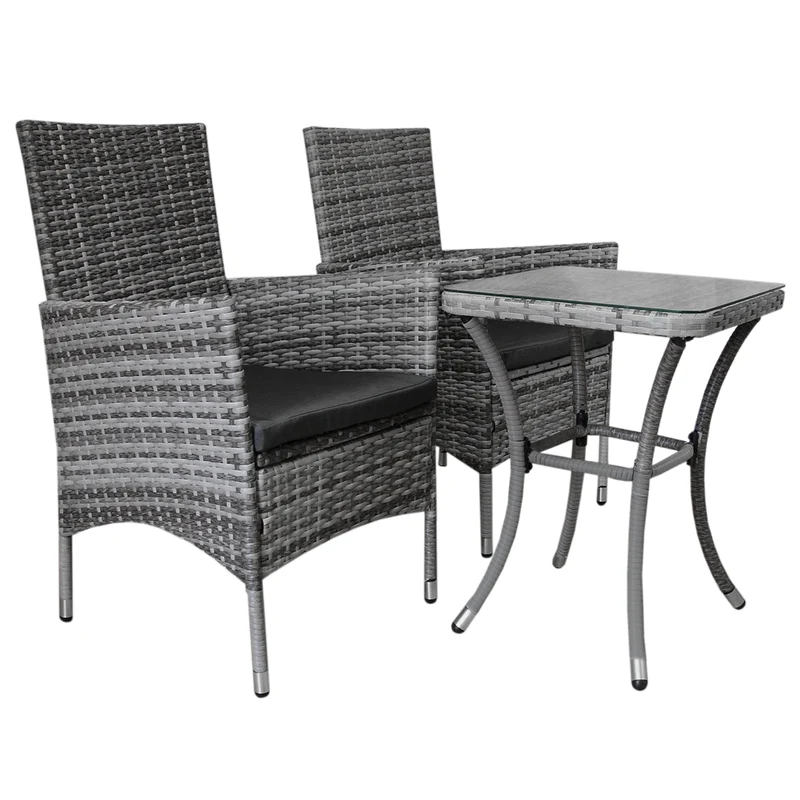 Jardí Rattan Bistro Set Grau