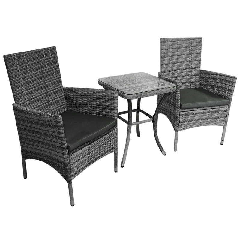 Jardí Rattan Bistro Set Grau