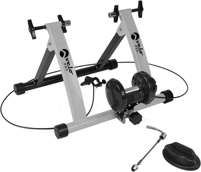 Magnetischer Rollentrainer Velo Pro Silber mit Matte