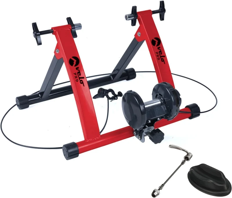 Magnetischer Rollentrainer Velo Pro Rot mit Matte