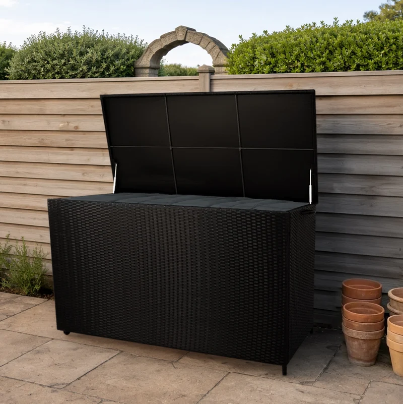 Rattan-Kissen-Auflagenkiste 996L – Schwarz