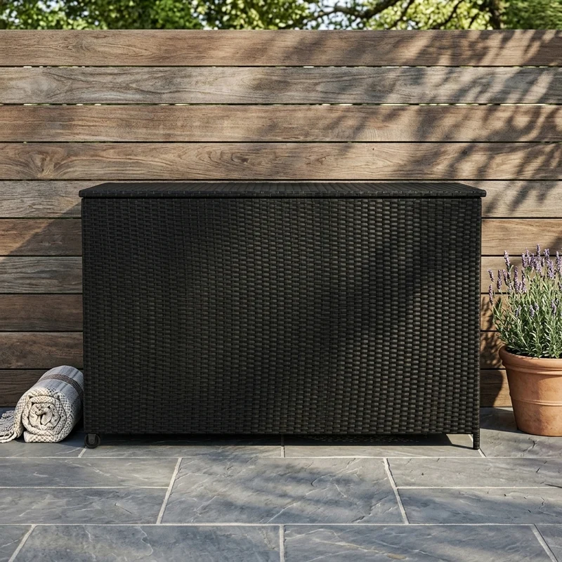 Rattan-Kissen-Auflagenkiste 996L – Schwarz