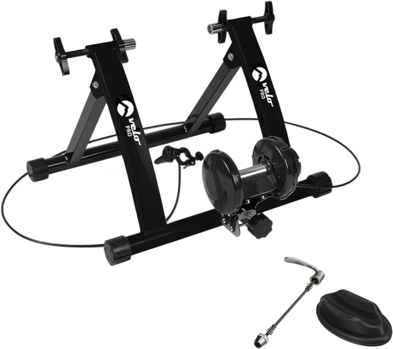 Magnetischer Rollentrainer Velo Pro Schwarz mit Matte