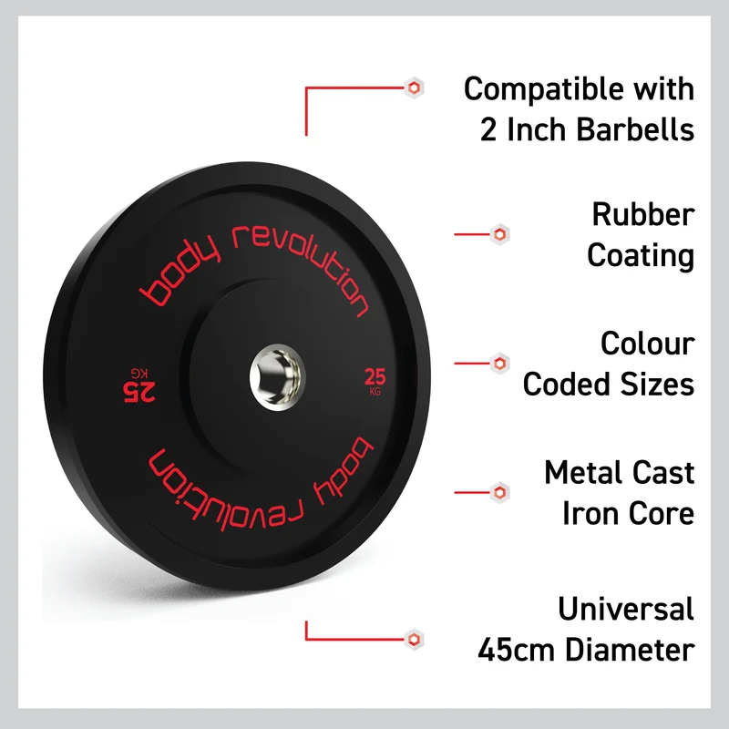 Body Revolution Olympisches Bumper‑Scheiben Set 150 kg – Schwarz