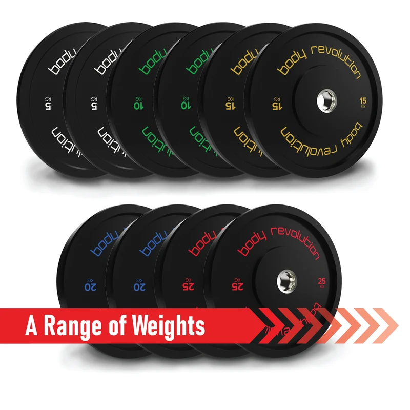 Body Revolution Olympisches Bumper‑Scheiben Set 150 kg – Schwarz