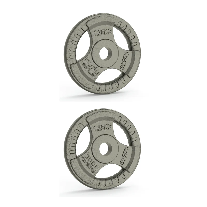 2 x 1,25-kg-Gusseisen-Gewichtsscheiben – Standard-Tri-Griff 1”