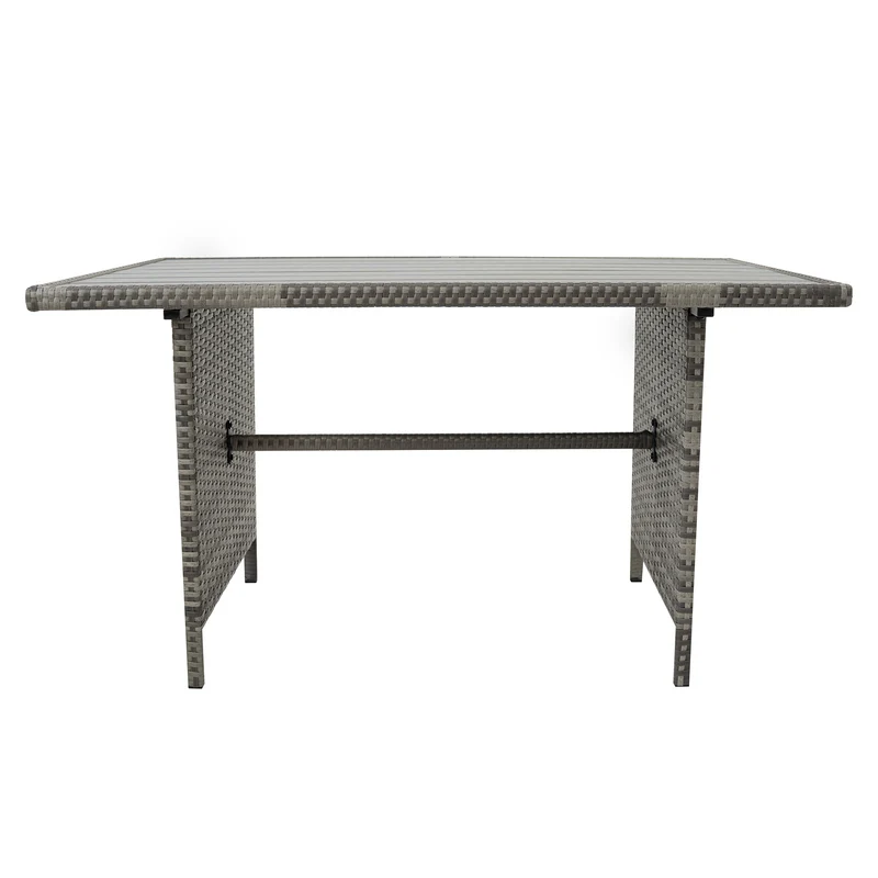 Rattan Eckset mit Verbundstoff-Tisch – Grau
