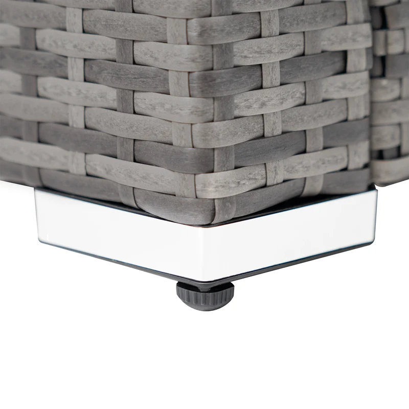 Rattan Eckset mit Verbundstoff-Tisch – Grau