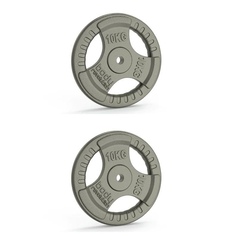 2 x 10 kg Gusseiserne Gewichtsscheiben – 1” Standard Tri-Griff